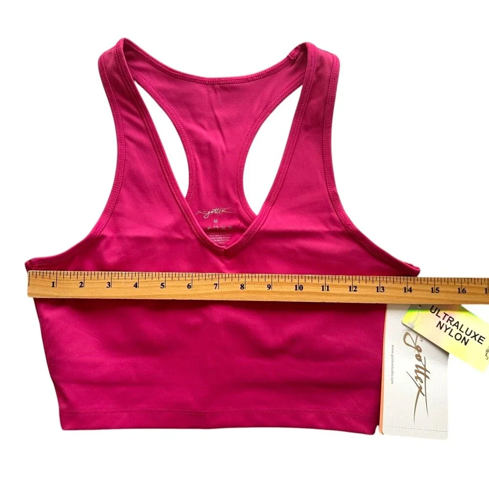 X by Gottex Women's ULTRALUXE NYLON Sports Bra Quick Dry Size M Deep Magenta